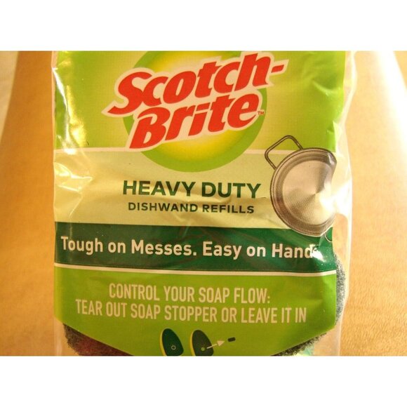 NEW Scotch-Brite 3M Heavy-Duty 3 Dishwand Refills 3 Pack Sponge Soap Control NIP - Picture 4 of 10